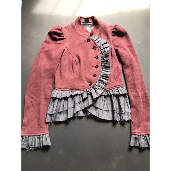 Free People Jackets & Blazers - Free People Military Ruffle puff grey jacket